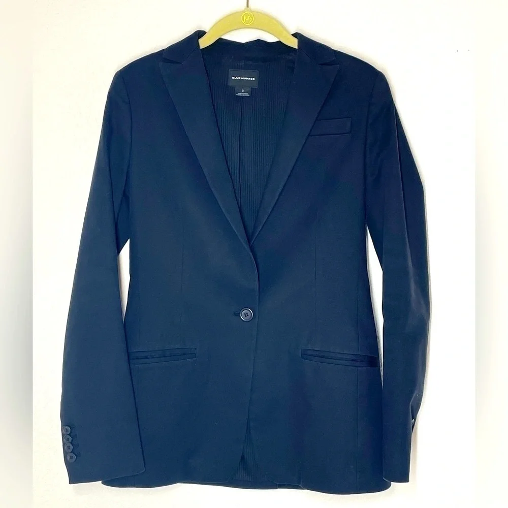 Club Monaco blazer black sz 2 stretch cotton spandex blend